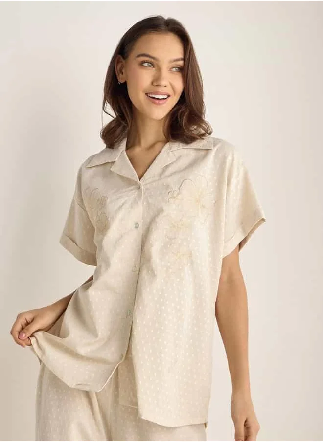 فاف Printed Dobby Shirt and Pyjama Set