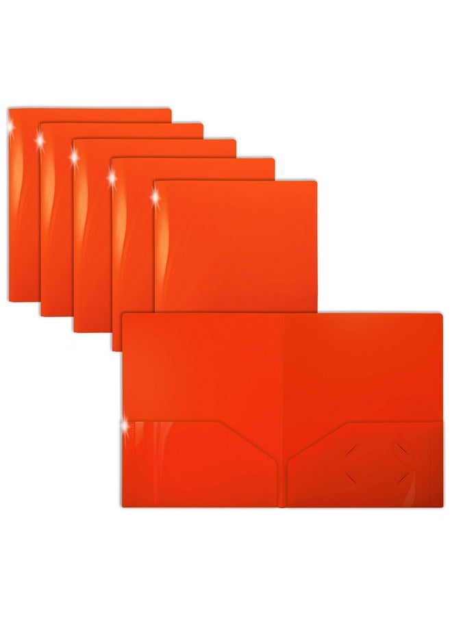 Gold Seal - Extra Heavyweight Orange Plastic 2 Pocket Portfolio Folders 12 Pack Premium Letter Size Folders High Sheen Reflective Finish 12 Pack Poly Folders Orange - Image 1