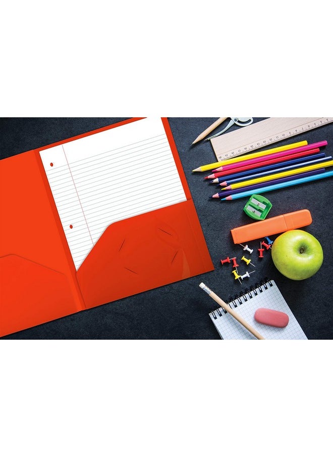 Gold Seal - Extra Heavyweight Orange Plastic 2 Pocket Portfolio Folders 12 Pack Premium Letter Size Folders High Sheen Reflective Finish 12 Pack Poly Folders Orange - Image 1