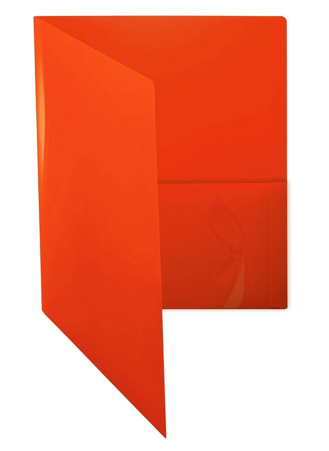 Gold Seal - Extra Heavyweight Orange Plastic 2 Pocket Portfolio Folders 12 Pack Premium Letter Size Folders High Sheen Reflective Finish 12 Pack Poly Folders Orange - Image 1