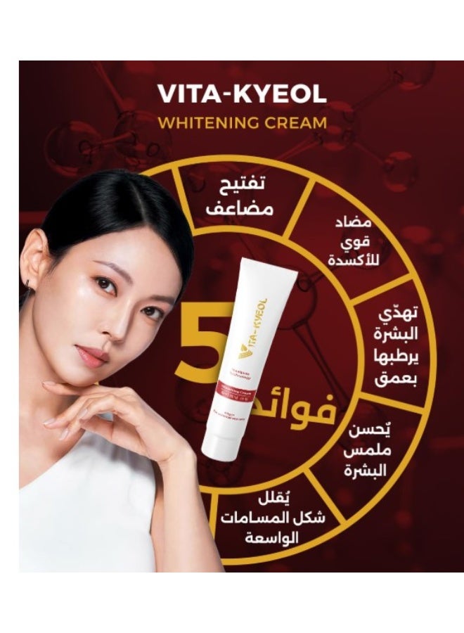فيتالي كوزمتكس كريم التبييض فيتا-كيول من فيتالى كوزماتيكس تركيبة كورية متقدمة لتفتيح البشرة وتقليل البقع الداكنة مع ألفا أربوتين وحمض الكوجيك والنياسيناميد والصبار وفيتامين E - عبوة من قطعتين (60 جم لكل عبوة) - Image 4