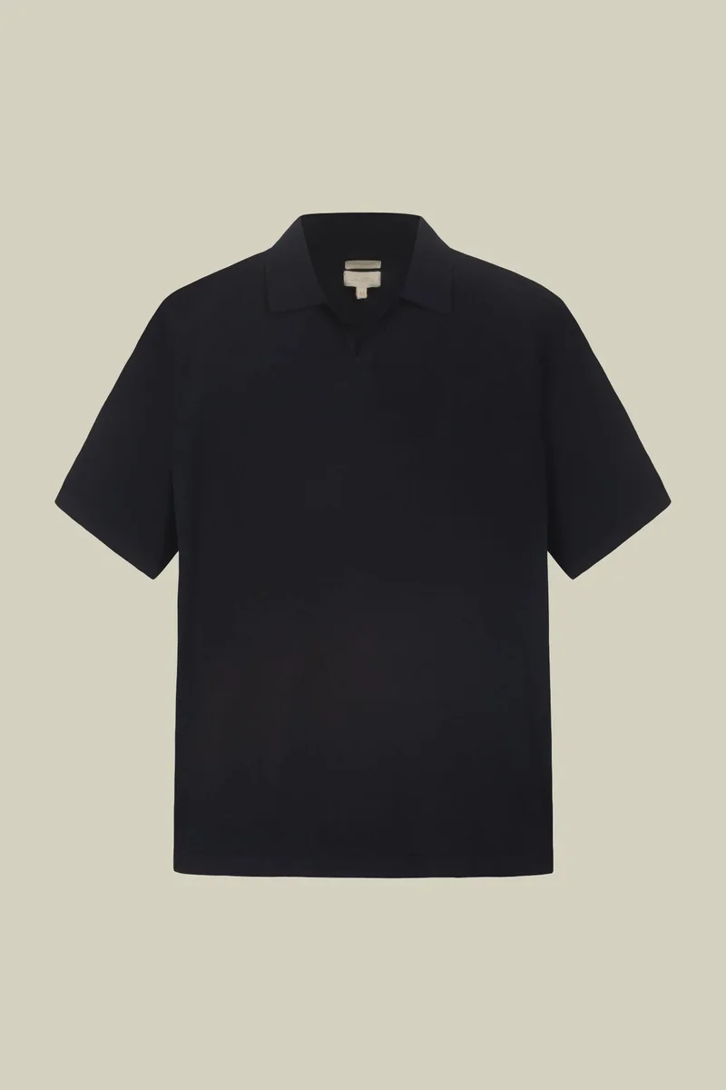 Doppelganger Blue Men's 100% cotton knit polo shirt with Derby collar - Blue Navy for Men | Best Price UAE
