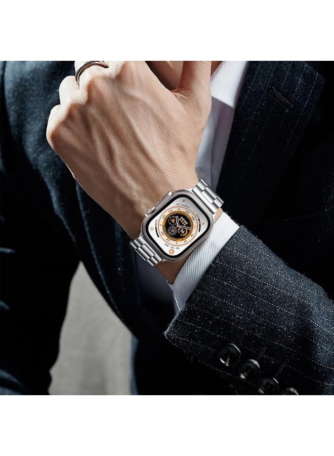 سوار بديل من فولاذ مقاوم للصدأ لساعات آبل ووتش مقاس 38 و40 و41 و42 و44 و45 و46 و49 ملم سيريز 10 و9 و8 و7 و6 و5 و4 و3 و2 و1 وSE وSE 2 الترا 2 والترا من نيتولو - Image 5