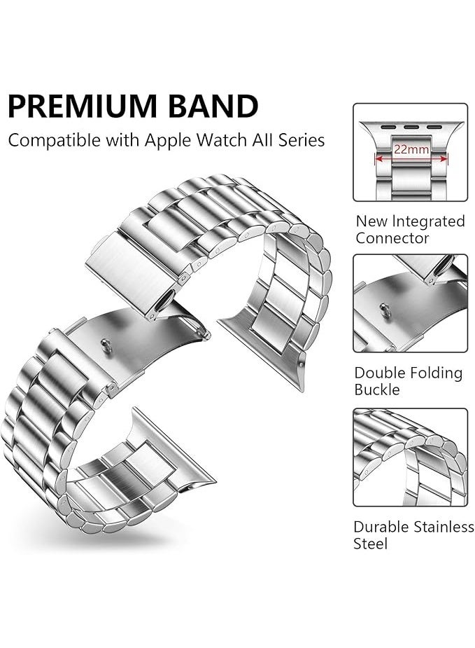 سوار بديل من فولاذ مقاوم للصدأ لساعات آبل ووتش مقاس 38 و40 و41 و42 و44 و45 و46 و49 ملم سيريز 10 و9 و8 و7 و6 و5 و4 و3 و2 و1 وSE وSE 2 الترا 2 والترا من نيتولو - Image 2
