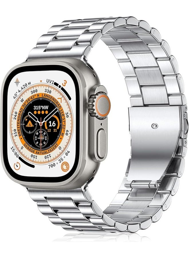 سوار بديل من فولاذ مقاوم للصدأ لساعات آبل ووتش مقاس 38 و40 و41 و42 و44 و45 و46 و49 ملم سيريز 10 و9 و8 و7 و6 و5 و4 و3 و2 و1 وSE وSE 2 الترا 2 والترا من نيتولو - Image 1