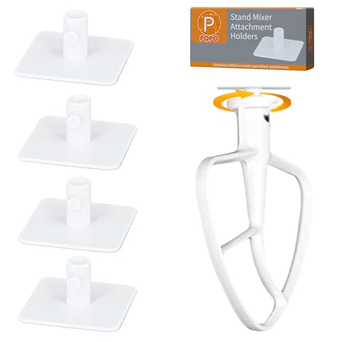 PQPO 4 Pack Stand Mixer Attachment Holders Compatible with Kitchenaid Mixer Accessories, Dough Hooks,Wire Whip,Flex Edge Beater, Flat Beater Organizer(White) - Image 1