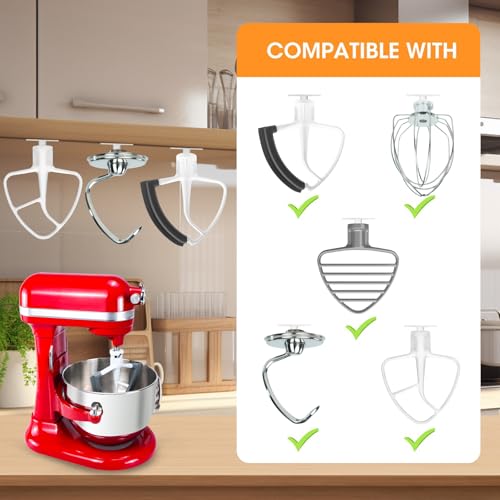 PQPO 4 Pack Stand Mixer Attachment Holders Compatible with Kitchenaid Mixer Accessories, Dough Hooks,Wire Whip,Flex Edge Beater, Flat Beater Organizer(White) - Image 5