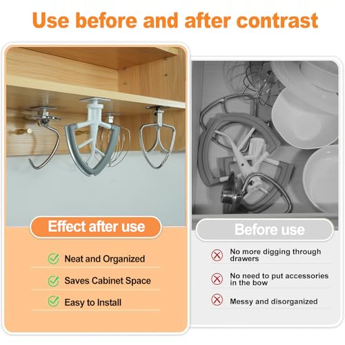 PQPO 4 Pack Stand Mixer Attachment Holders Compatible with Kitchenaid Mixer Accessories, Dough Hooks,Wire Whip,Flex Edge Beater, Flat Beater Organizer(White) - Image 2