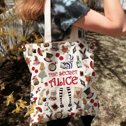 ZHANTUONE Fairy Tale Funny Canvas Large Shopping Capacity Grocery Tote Bag, Reusable with Zipper Inner Pockets, Gifts for Friends Coworker Bestie, Movie Lover Fairy Tale Fans - Image 2