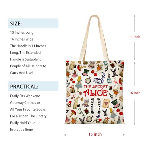 ZHANTUONE Fairy Tale Funny Canvas Large Shopping Capacity Grocery Tote Bag, Reusable with Zipper Inner Pockets, Gifts for Friends Coworker Bestie, Movie Lover Fairy Tale Fans - Image 4