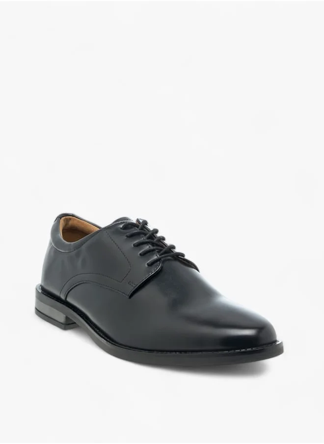 دوتشيني Mens Solid Lace-Up Derby Shoes