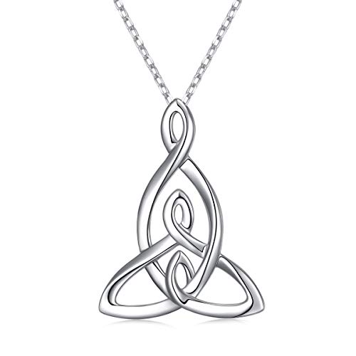 FLYOW 925 Sterling Silver Jewelry Mom Daughter Son Pendant Mother Daughters Celtic Knot Necklace for Women Birthday Gift, 16 Inch + 2 Inch - Image 1