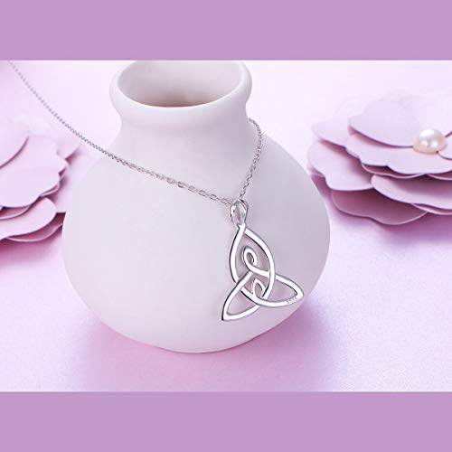 FLYOW 925 Sterling Silver Jewelry Mom Daughter Son Pendant Mother Daughters Celtic Knot Necklace for Women Birthday Gift, 16 Inch + 2 Inch - Image 4