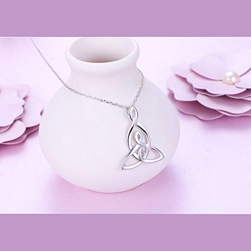 FLYOW 925 Sterling Silver Jewelry Mom Daughter Son Pendant Mother Daughters Celtic Knot Necklace for Women Birthday Gift, 16 Inch + 2 Inch - Image 3