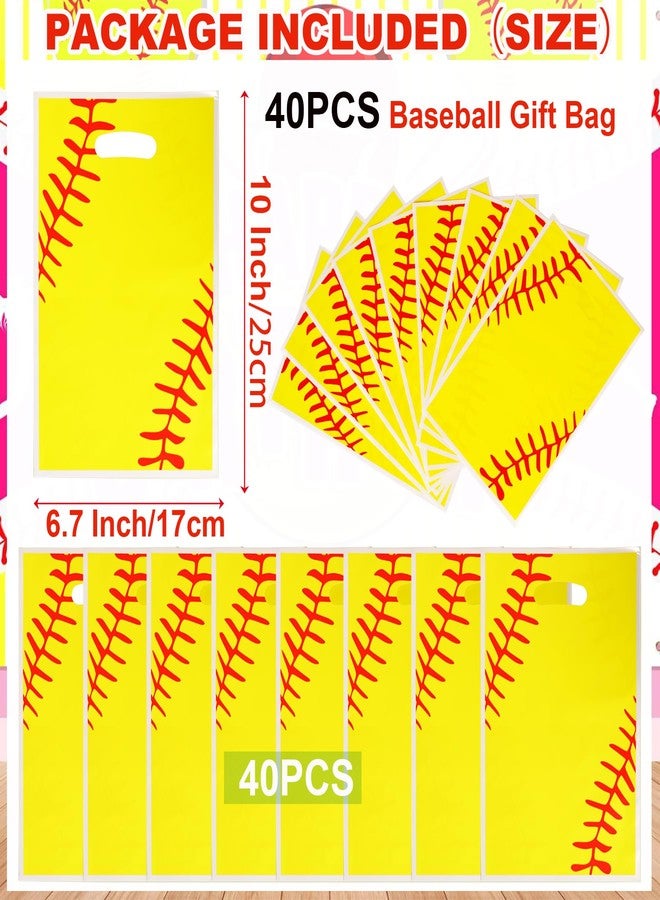 HEPAPATE 40Pcs Softball Party Favors Bag,Softball Treat Candy Bags with Handle,Softball Sport Theme Gift Bags for Team Birthday Party Decorations Supplies - Image 2