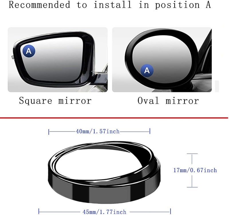 ESreake yusheng 2PCS Mini Small Blind Spot Mirror, 1.57"(40mm) Round HD Glass Convex Rear View Mirror,Strong Adhesive Mirror for Car, Van, SUV and Trucks (1-9/16"(40mm), Black frame) Affordable fast purchase options - Image 2