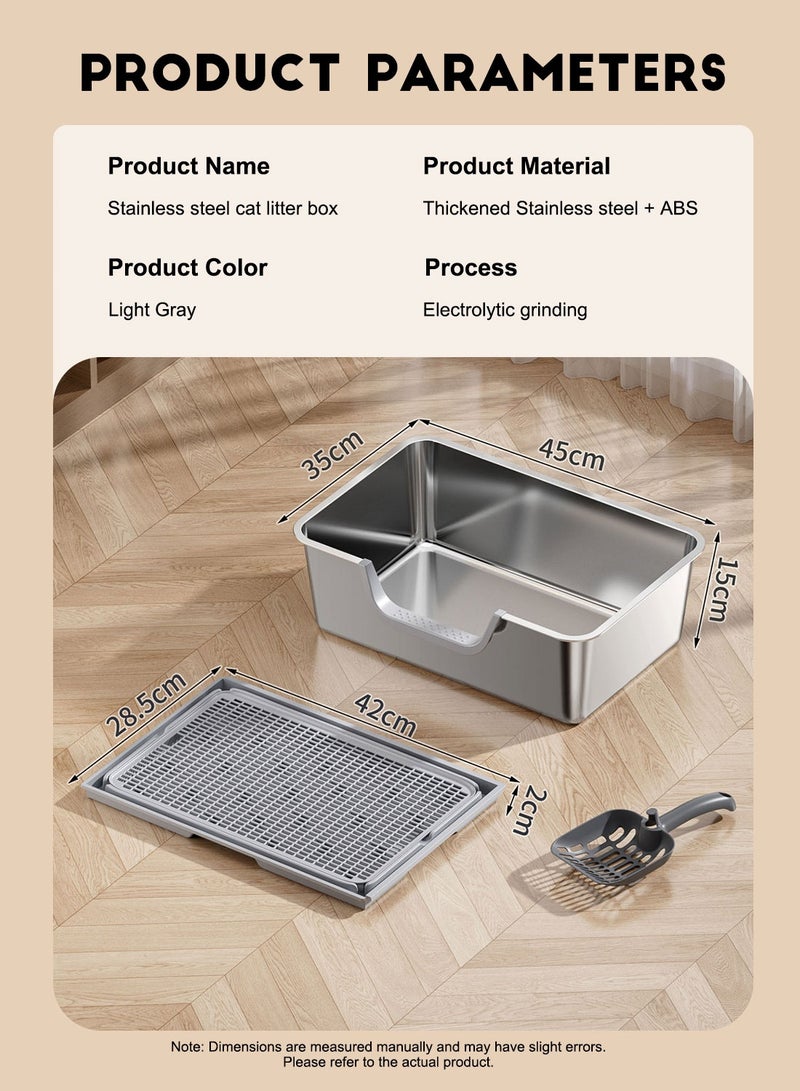 كيدل ﻿ الفولاذ المقاوم للصدأ قطة القمامة مربع مع مقطعة معدنية قطة القمامة وعاء القطط مرحاض رش-دليل وغير اللاصقة سهلة التنظيف - Image 2