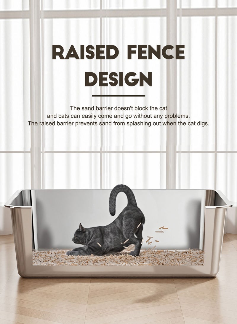 كيدل ﻿ الفولاذ المقاوم للصدأ قطة القمامة مربع مع مقطعة معدنية قطة القمامة وعاء القطط مرحاض رش-دليل وغير اللاصقة سهلة التنظيف - Image 5