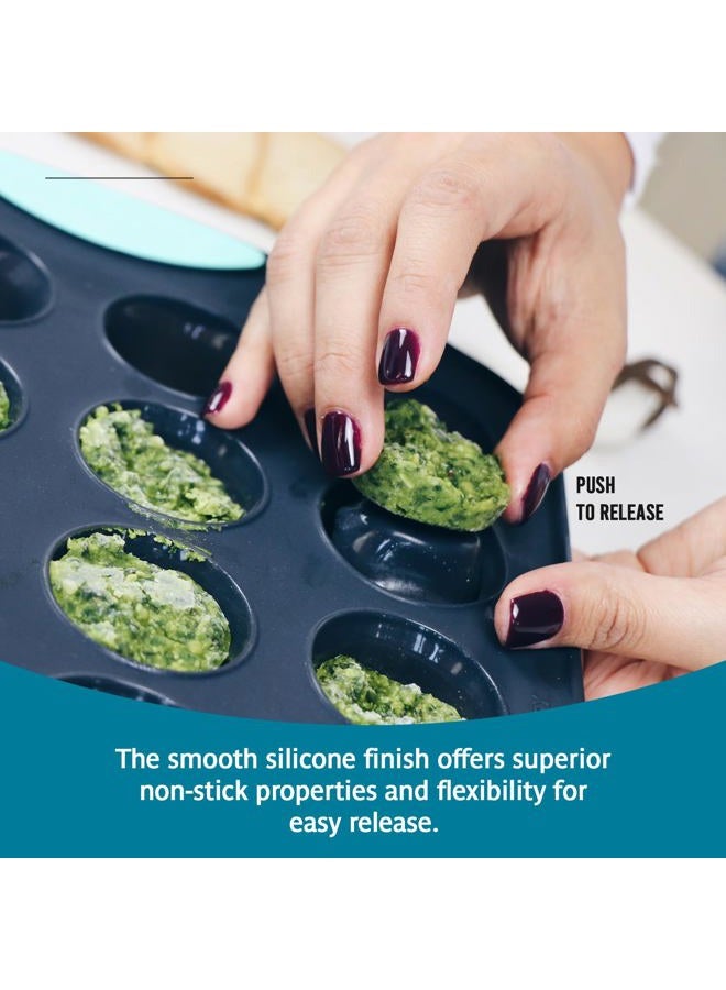 Trudeau Structure Silicone Muffin Pan, Pan-24 Cup, Grey/Mint - Image 4
