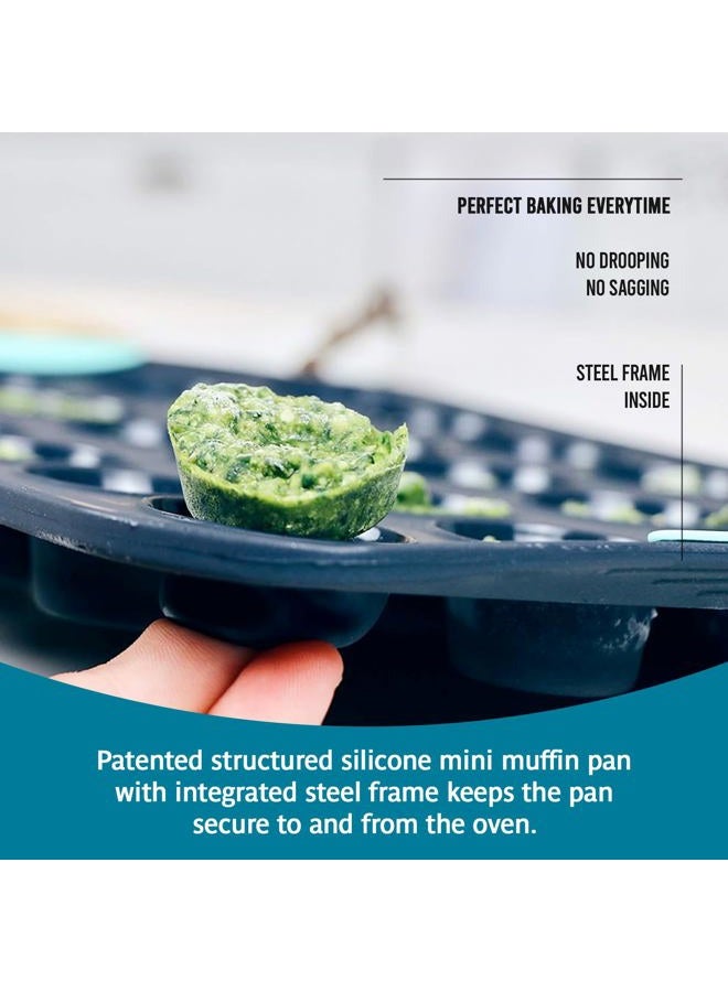 Trudeau Structure Silicone Muffin Pan, Pan-24 Cup, Grey/Mint - Image 2