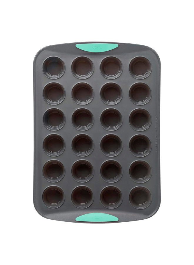 Trudeau Structure Silicone Muffin Pan, Pan-24 Cup, Grey/Mint - Image 1