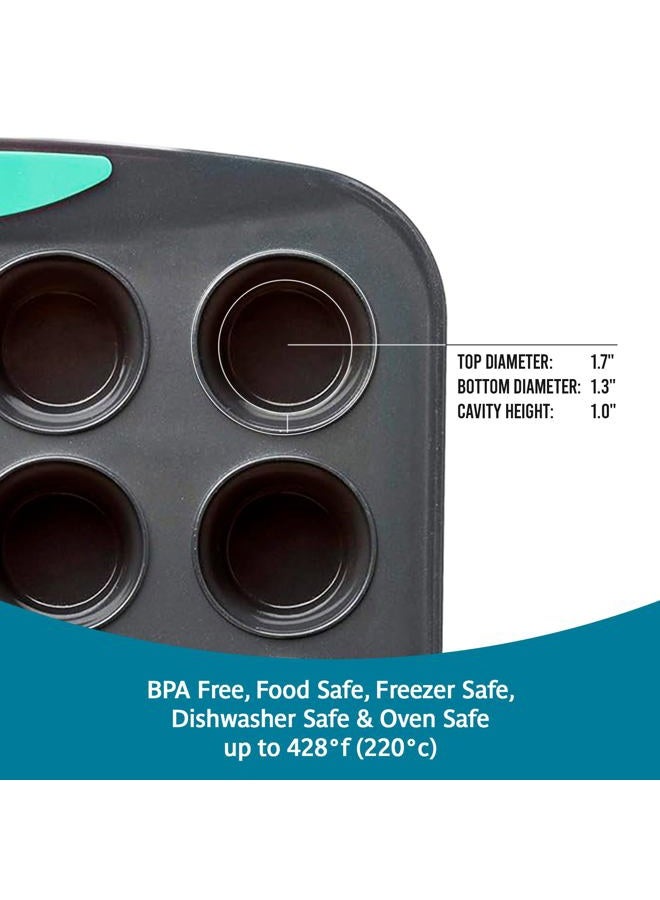 Trudeau Structure Silicone Muffin Pan, Pan-24 Cup, Grey/Mint - Image 5