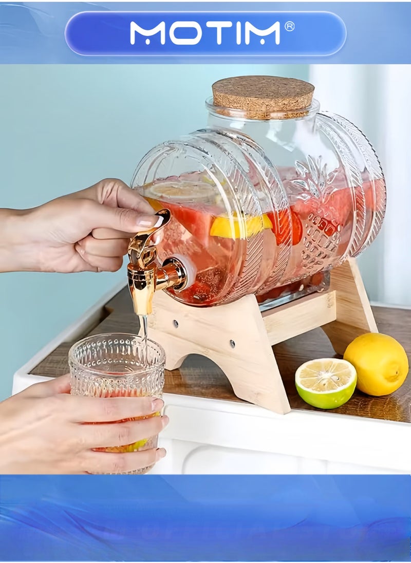 موتيم برميل مشروبات زجاجي سعة 1 لتر مع حامل للعصير والنبيذ والمشروبات الباردة مناسب للحفلات الخارجية والاستخدام اليومي - Image 5