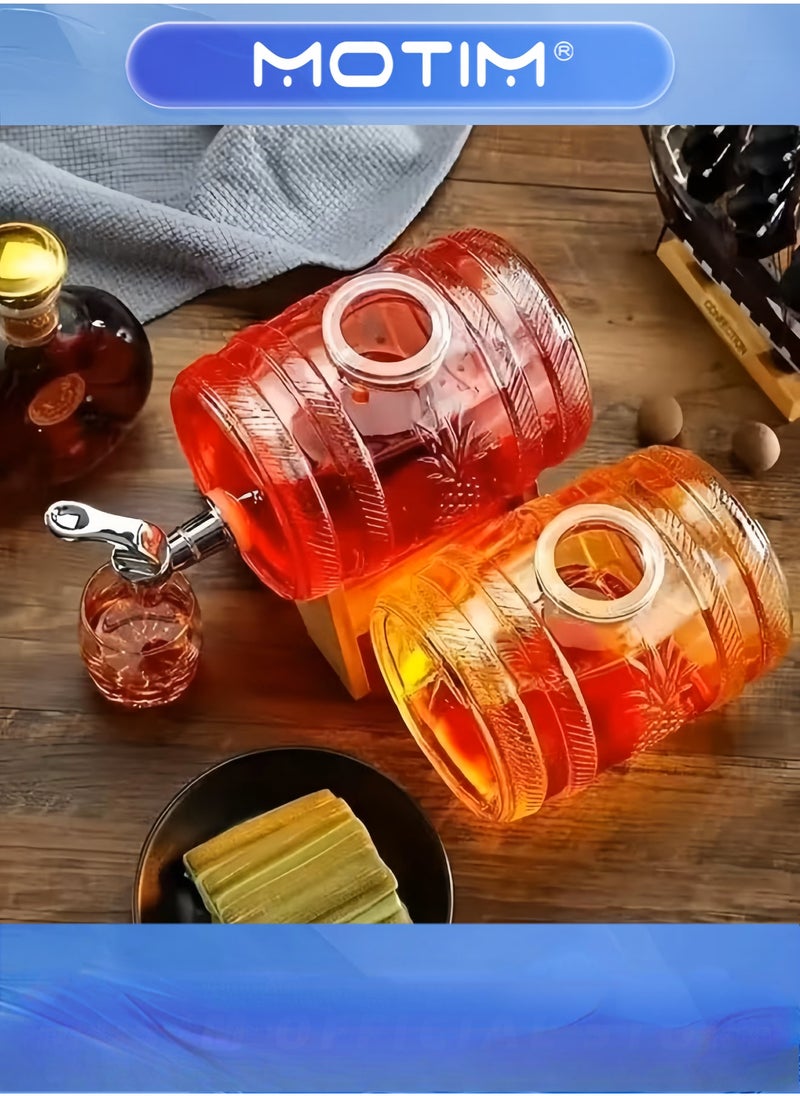 موتيم برميل مشروبات زجاجي سعة 1 لتر مع حامل للعصير والنبيذ والمشروبات الباردة مناسب للحفلات الخارجية والاستخدام اليومي - Image 4