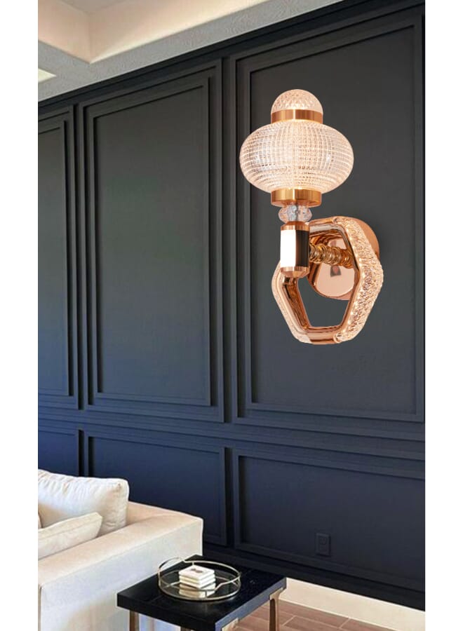 Best Power Modern LED Wall Light – Model 9852-W | 15W Decorative Wall Lamp with 3 Color Modes (White, Yellow, Creamy) | Crystal & Gold Finish | Indoor Sconce for Living Room, Bedroom & Hallways - Image 3