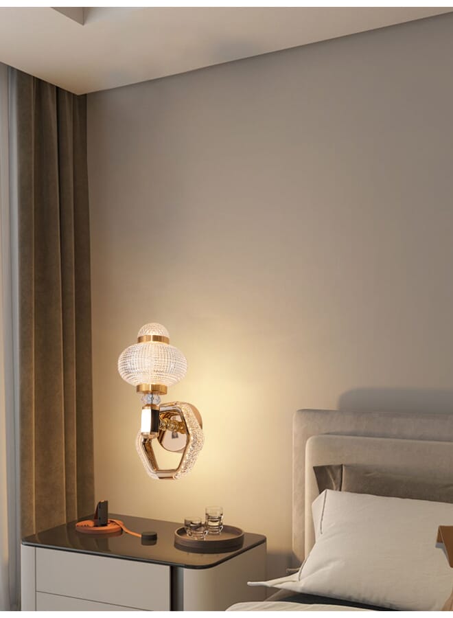 Best Power Modern LED Wall Light – Model 9852-W | 15W Decorative Wall Lamp with 3 Color Modes (White, Yellow, Creamy) | Crystal & Gold Finish | Indoor Sconce for Living Room, Bedroom & Hallways - Image 2