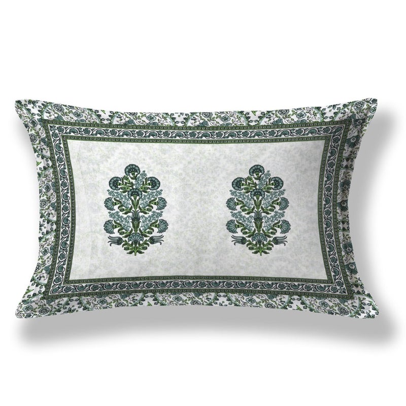 elanorhomes Pure Cotton Single Bed Sheet 240 TC 60x90 with Pillow Cover Breathable Soft Bedsheet Green Fulwari Print - Image 5