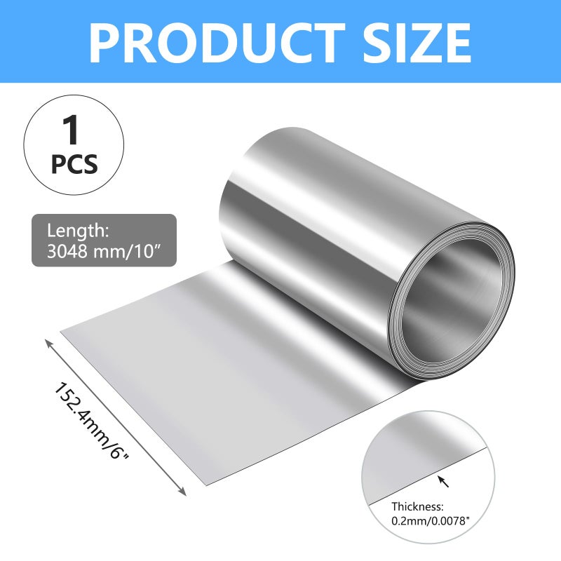 ELECTRAPICK Aluminum Flashing Roll,6in x 10ft Metal Roof Panels,32 Gauge (0.0078"/0.2mm) Aluminum Sheet Roll for Roofing Panels and DIY, Outdoor Gardens,Sealing Windows Doors, Stains Prevention - Image 2
