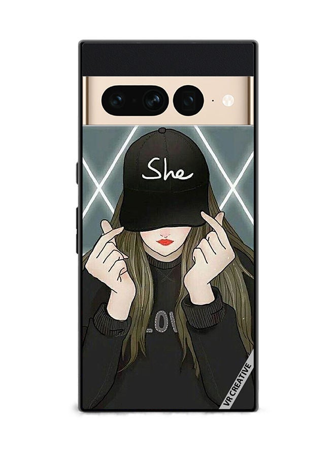 VR CREATIVE Protective Case Cover For Google Pixel 7 Pro She On Cap Design Multicolour