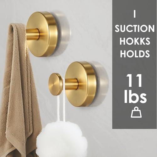 PZTO Suction Cup Hooks:Metal Hanger,for Galss Window Door & Tile Wall,Shower Bathroom Towel Holder Hanging Hook, 2 Pack (Antique Gold) - Image 2