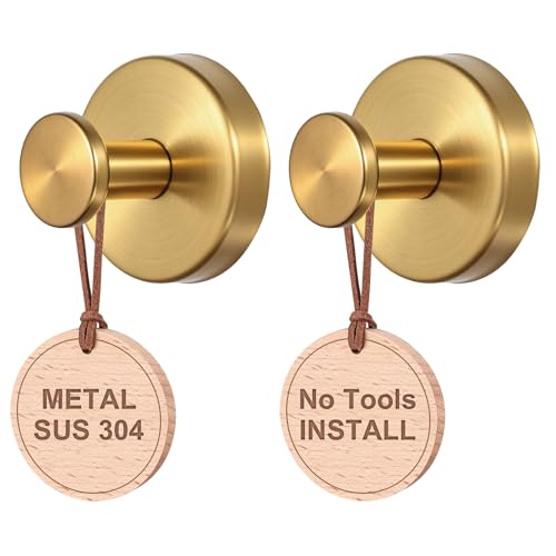 PZTO Suction Cup Hooks:Metal Hanger,for Galss Window Door & Tile Wall,Shower Bathroom Towel Holder Hanging Hook, 2 Pack (Antique Gold) - Image 1