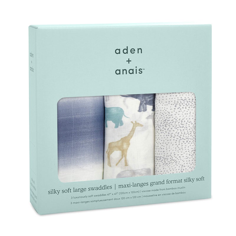 aden + anais Silky Soft Swaddle Blanket, Boutique Muslin Blankets for Girls & Boys, Baby Receiving Swaddles, Ideal Newborn & Infant Swaddling Set, Perfect Shower Gifts, 3 Pack, Expedition - Image 3