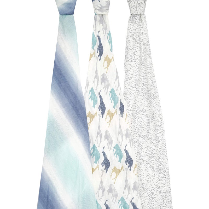 aden + anais Silky Soft Swaddle Blanket, Boutique Muslin Blankets for Girls & Boys, Baby Receiving Swaddles, Ideal Newborn & Infant Swaddling Set, Perfect Shower Gifts, 3 Pack, Expedition - Image 2