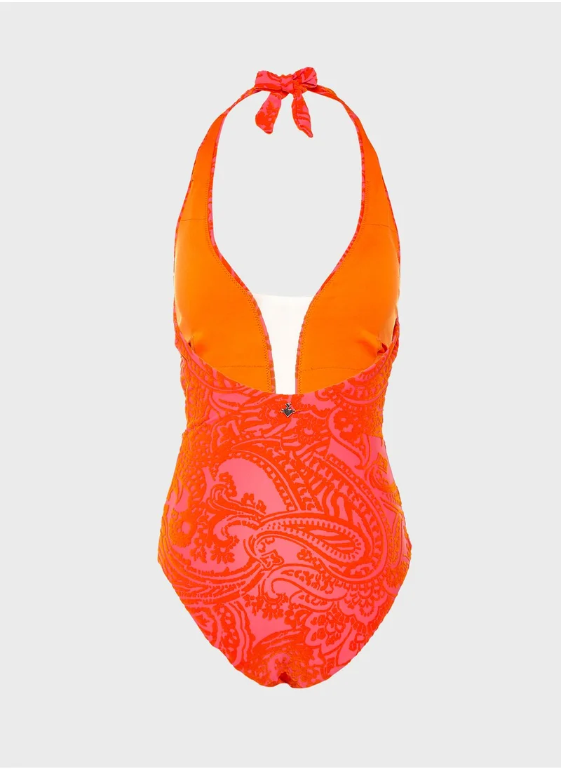 Sugarfree Halter Neck Plunge Swimsuit