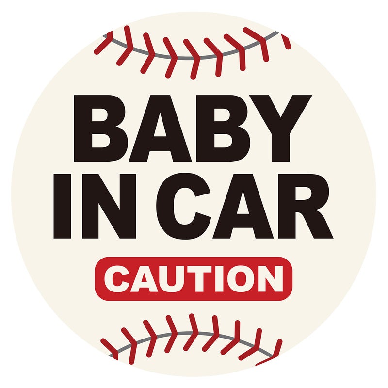 GEEKBEAR Baby in Car Vehicle Magnet  Colorful Reflective WeatherResistant  Circular 47 x 47 in Baseball