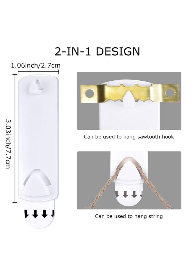 Jetec Picture Hanger Picture Frame Hanger Hanging Hook No Damage Wall Hanger Adhesive Hanger Wire Back Hanger Self Adhesive Hook Picture Frame Hanging Kit Without Damaging Wall (White 16 Pieces) - Image 2