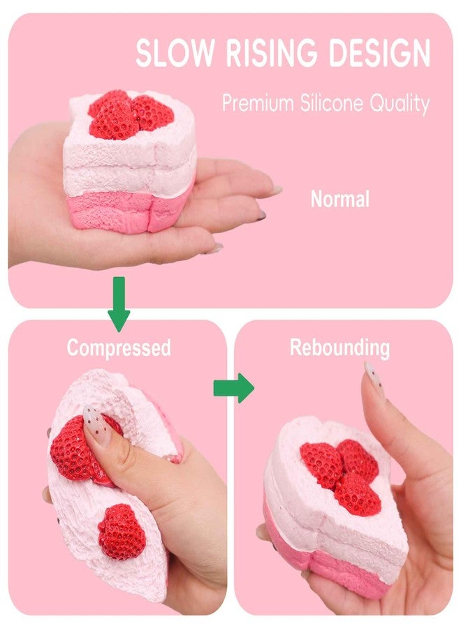 FLOVYN Strawberry Cake Taba Squishy Toy, Kawaii Pink Fidget Slow Rising Squeeze Stress Relief Premium Silicone Handmade with Decorative Strawberries Gift for Adults(Wenqing Strong) - Image 2