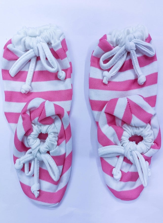 CUTEABLY Newborn Cotton Baby Mittens and Booties Set, Striped Socks, 0-6 Months, Unisex (PACK OF 4) - Image 2