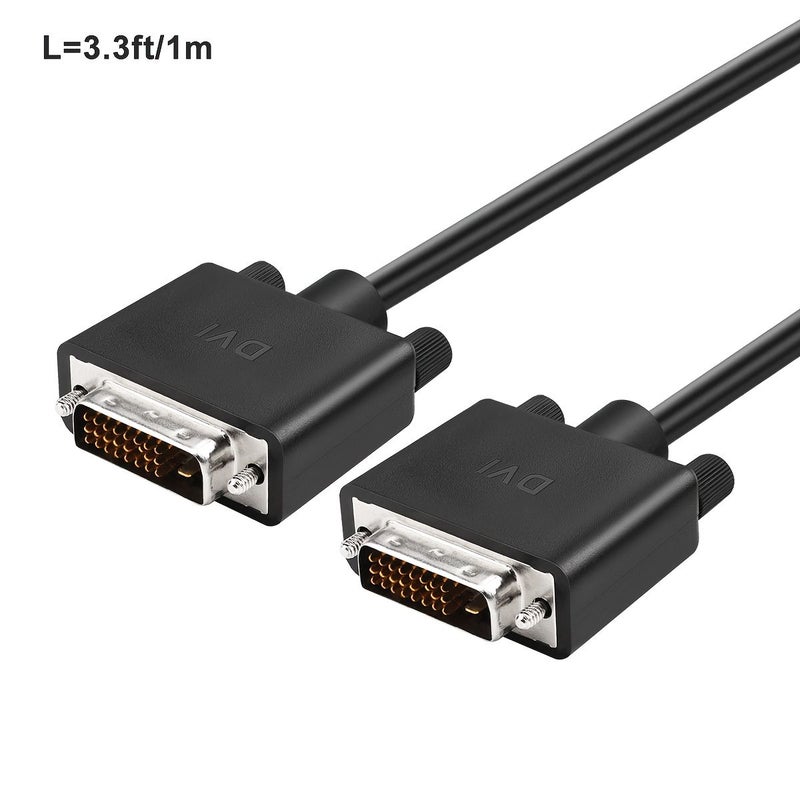 كابل DVI ذكر إلى ذكر بطول 3.3 قدم، كابل شاشة فيديو رقمي للحاسوب والتلفاز عالي الدقة وجهاز العرض والمسرح المنزلي - Image 1