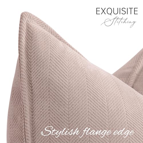 ZWJD Dusty Pink Valentine Pillow Covers 18x18 Set of 2 Chenille Throw Pillow Covers with Elegant Design Soft and Luxurious Decorative Throw Pillows for Couch Bed and Home Decor - Image 3