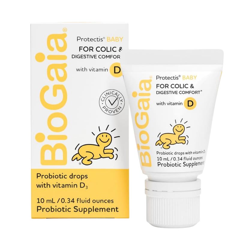 BioGaia BioGaia Protectis Baby Probiotic Drops Colic Gas Relief Vitamin D Safe for Newborns Ease Crying Fussing Colic Gas Spitups Constipation No Dairy Soy Gluten 50 Day Supply 10mL 