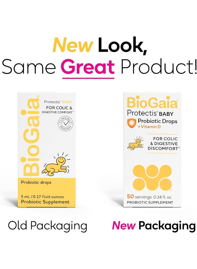 BioGaia قطرات بروبيوتيك بيوقايا بروتكتس للأطفال | تخفيف المغص والغازات + فيتامين د | آمن للمواليد الجدد | يخفف البكاء، والانزعاج، والمغص، والغازات، والتقيؤ، والإمساك | خالي من الألبان، وفول الصويا، والغلوتين | إمداد لمدة 50 يومًا | 10 مل - Image 2