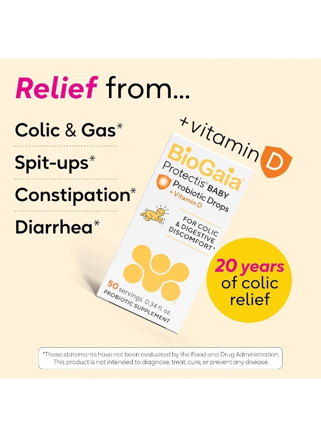 BioGaia قطرات بروبيوتيك بيوقايا بروتكتس للأطفال | تخفيف المغص والغازات + فيتامين د | آمن للمواليد الجدد | يخفف البكاء، والانزعاج، والمغص، والغازات، والتقيؤ، والإمساك | خالي من الألبان، وفول الصويا، والغلوتين | إمداد لمدة 50 يومًا | 10 مل - Image 3