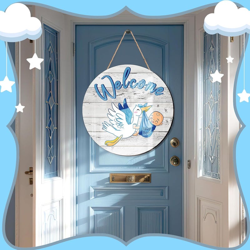 Chunful لافتة ترحيب للرضع من تشنفول - لافتة كشف جنس الطفل - زينة دائرية خشبية ريفية للمنزل - زينة باب العطلات لحفلات استقبال المواليد - Image 5