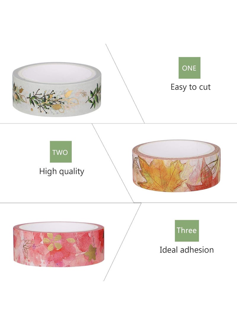 Foxelli FOXELLI Decorative Tape For Arts Diy Crafts Journal Supplies Planners Scrapbook Cardgift Wrapping 15mm Floral Gold Washi Tape Set 6 Rolls Gold Foil Masking  - Image 5