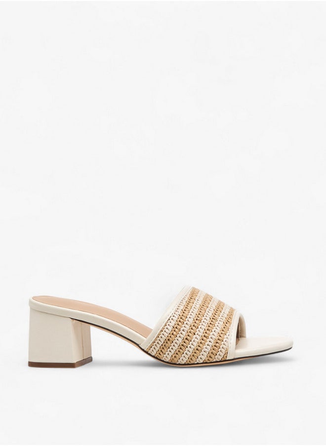 Flora Bella By Shoexpress Women's Textured Slip-On Sandals with Block Heel  - Image 3